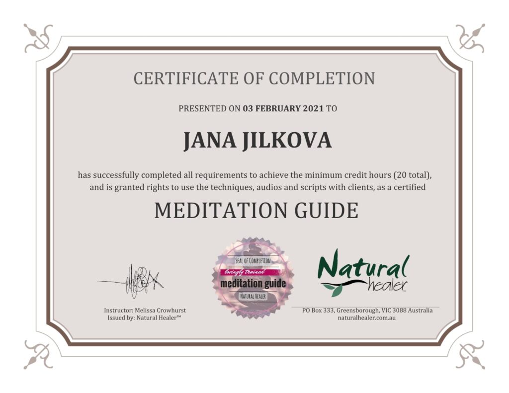 Meditation Guide Certificate - Jana Jilkova